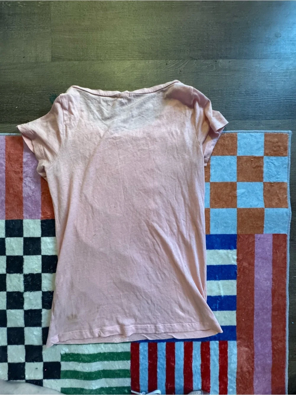 J. Crew Pale Pink Scoop Neck Tee with Lace Yoke